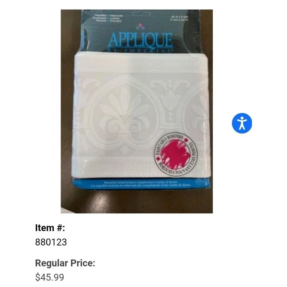 3/ SWAG & BOW Applique Paintable Imperial 5yd  Borders APC9056B New Old Stock